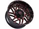 Impact Wheels 808 Gloss Black and Red Milled 6-Lug Wheel; 20x10; -12mm Offset (22-24 Bronco Raptor)