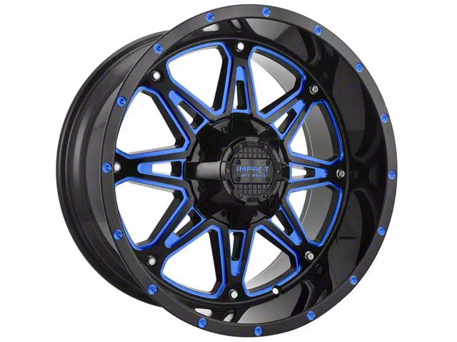 Impact Wheels 810 Gloss Black and Blue Milled 6-Lug Wheel; 20x10; -12mm Offset (04-15 Titan)