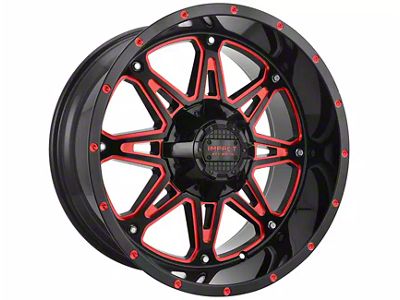 Impact Wheels 810 Gloss Black and Red Milled 6-Lug Wheel; 20x10; -12mm Offset (22-24 Bronco Raptor)