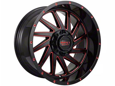 Impact Wheels 811 Gloss Black and Red Milled 6-Lug Wheel; 20x10; -12mm Offset (22-24 Bronco Raptor)