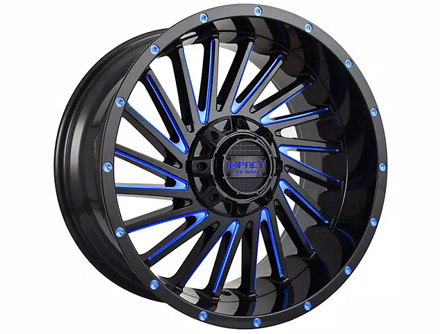Impact Wheels 812 Gloss Black and Blue Milled 6-Lug Wheel; 20x10; -12mm Offset (04-15 Titan)