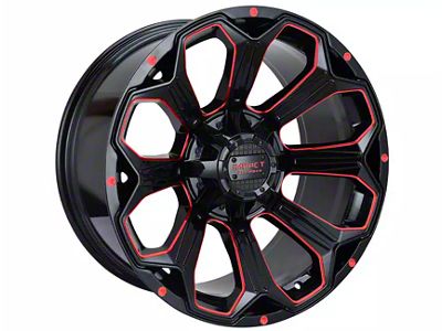 Impact Wheels 817 Gloss Black and Red Milled 6-Lug Wheel; 20x10; -12mm Offset (17-24 Titan)
