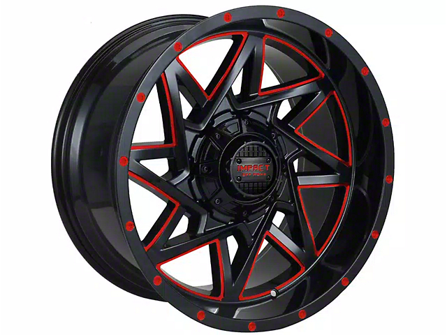 Impact Wheels 821 Gloss Black and Red Milled 6-Lug Wheel; 20x10; -12mm Offset (17-23 Titan)