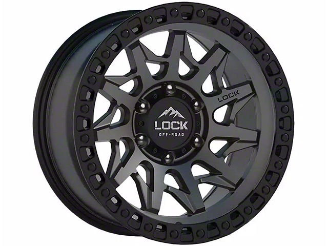 Lock Off-Road Lunatic Matte Grey with Matte Black Ring 6-Lug Wheel; 20x9; 0mm Offset (17-23 Titan)