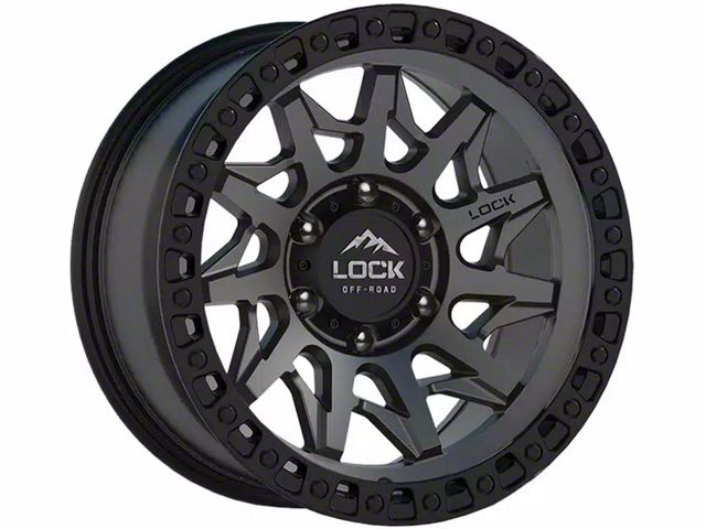 Lock Off-Road Lunatic Matte Grey with Matte Black Ring 6-Lug Wheel; 20x9; 0mm Offset (17-24 Titan)