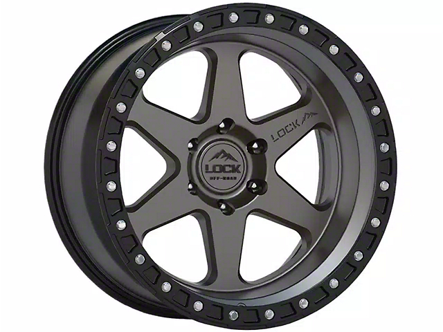 Lock Off-Road Olympus Matte Grey with Matte Black Ring 6-Lug Wheel; 20x9; 0mm Offset (17-23 Titan)
