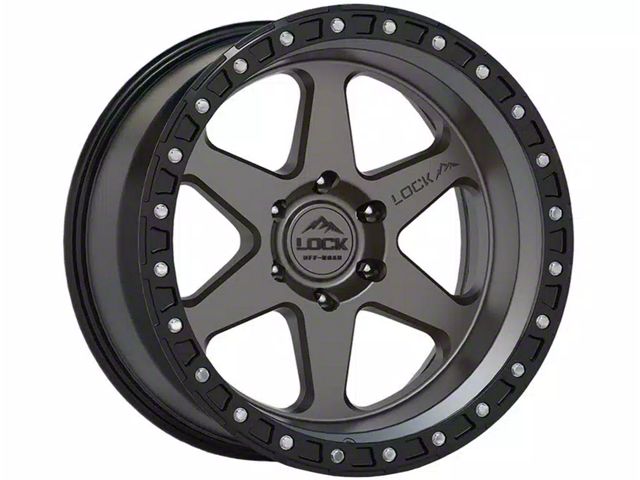 Lock Off-Road Olympus Matte Grey with Matte Black Ring 6-Lug Wheel; 20x9; 0mm Offset (04-15 Titan)