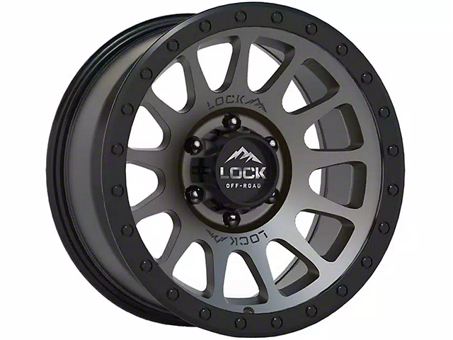 Lock Off-Road Yosemite Matte Grey with Matte Black Ring 6-Lug Wheel; 20x9; 18mm Offset (04-15 Titan)