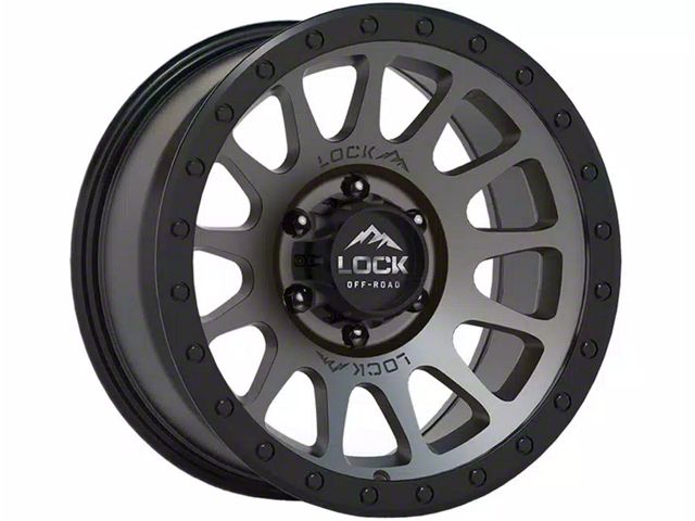 Lock Off-Road Yosemite Matte Grey with Matte Black Ring 6-Lug Wheel; 20x9; 18mm Offset (17-24 Titan)
