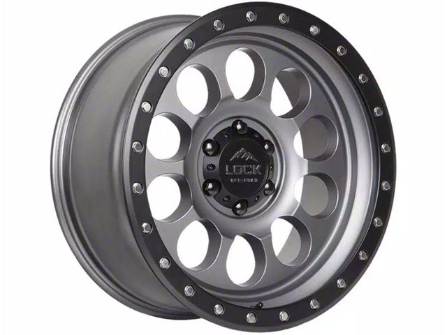 Lock Off-Road 50Cal Matte Grey with Matte Black Ring 6-Lug Wheel; 17x9; -12mm Offset (16-23 Tacoma)