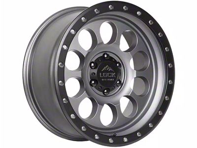 Lock Off-Road 50Cal Matte Grey with Matte Black Ring 6-Lug Wheel; 17x9; -12mm Offset (22-24 Tundra)