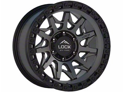 Lock Off-Road Lunatic Matte Grey with Matte Black Ring 6-Lug Wheel; 17x9; -12mm Offset (2024 Tacoma)