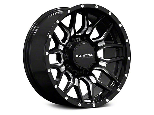 RTX Offroad Wheels Claw Gloss Black Milled with Rivets 6-Lug Wheel; 18x9; -12mm Offset (17-23 Titan)