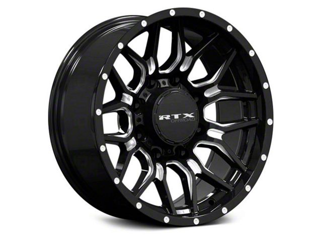 RTX Offroad Wheels Claw Gloss Black Milled with Rivets 6-Lug Wheel; 18x9; -12mm Offset (22-24 Tundra)