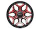 RTX Offroad Wheels Goliath Gloss Black Machined Red Spokes 6-Lug Wheel; 18x9; 0mm Offset (21-24 Bronco, Excluding Raptor)