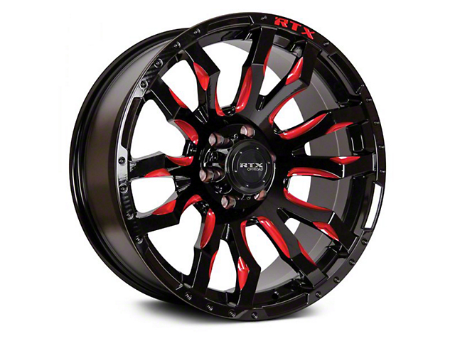 RTX Offroad Wheels Patton Gloss Black Red Milling 6-Lug Wheel; 18x9; 10mm Offset (04-15 Titan)