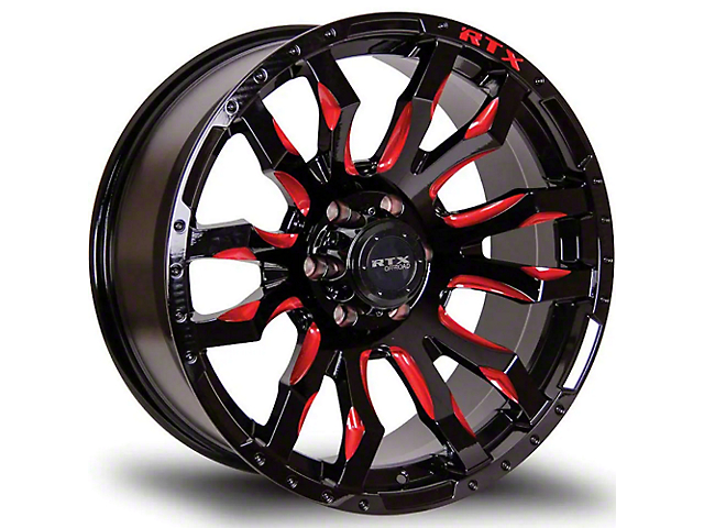 RTX Offroad Wheels Patton Gloss Black Red Milling 6-Lug Wheel; 20x9; 0mm Offset (17-23 Titan)
