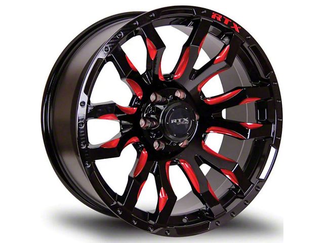 RTX Offroad Wheels Patton Gloss Black Red Milling 6-Lug Wheel; 20x9; 0mm Offset (03-09 4Runner)