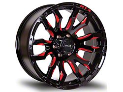 RTX Offroad Wheels Patton Gloss Black Red Milling 6-Lug Wheel; 20x9; 0mm Offset (22-23 Tundra)