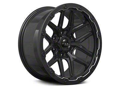 RTX Offroad Wheels Volcano Gloss Black Milled Edge 6-Lug Wheel; 18x9.5; -10mm Offset (16-24 Titan XD)