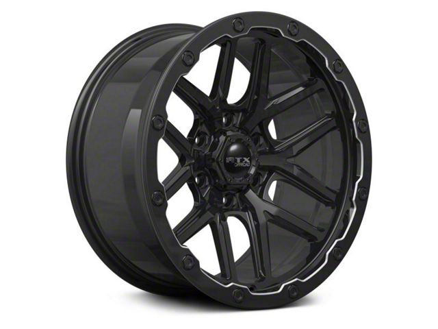 RTX Offroad Wheels Volcano Gloss Black Milled Edge 6-Lug Wheel; 18x9.5; -10mm Offset (16-23 Tacoma)