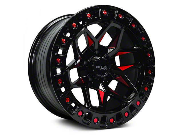RTX Offroad Wheels Zion Black Milled Red 6-Lug Wheel; 20x9; 0mm Offset (17-23 Titan)
