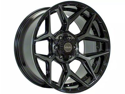 4Play 4P06 Gloss Black with Brushed Face 6-Lug Wheel; 22x12; -44mm Offset (05-15 Tacoma)