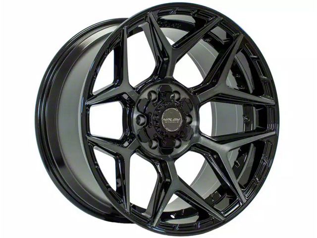 4Play 4P06 Gloss Black with Brushed Face 6-Lug Wheel; 24x12; -44mm Offset (16-24 Titan XD)