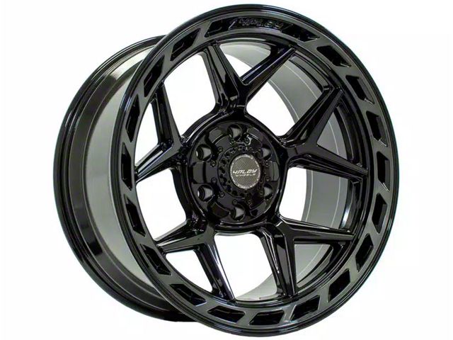 4Play 4P55 Gloss Black with Brushed Face 6-Lug Wheel; 24x12; -44mm Offset (17-23 Titan)
