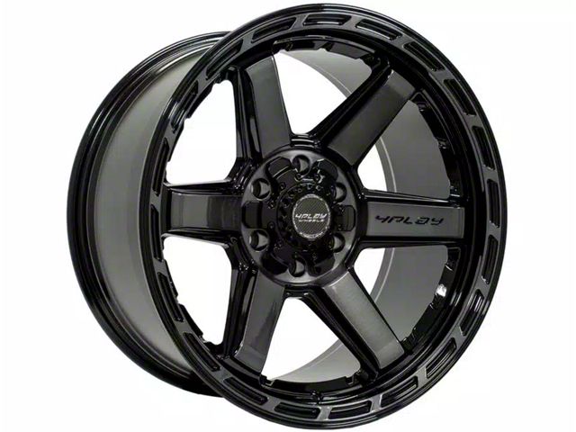 4Play 4P63 Gloss Black with Brushed Face 6-Lug Wheel; 22x12; -44mm Offset (17-23 Titan)