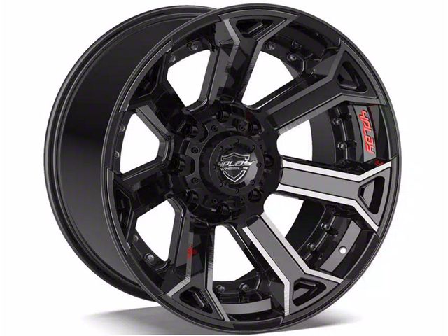 4Play 4P70 Gloss Black with Brushed Face 6-Lug Wheel; 22x12; -44mm Offset (22-24 Bronco Raptor)