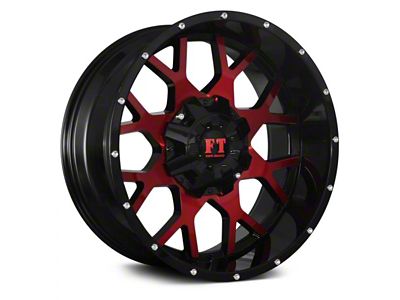 Full Throttle Off Road FT0151 Gloss Black with Red Face 6-Lug Wheel; 20x10; -24mm Offset (16-24 Titan XD)