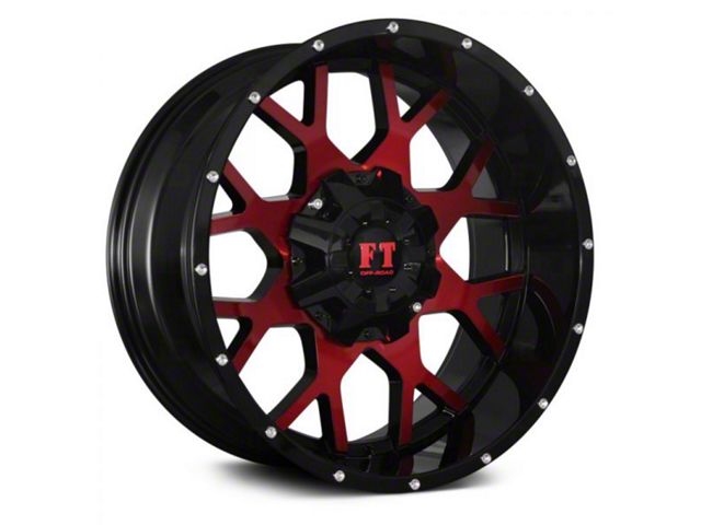Full Throttle Off Road FT0151 Gloss Black with Red Face 6-Lug Wheel; 20x10; -24mm Offset (17-23 Titan)