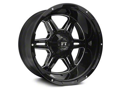 Full Throttle Off Road FT3 Gloss Black Milled 6-Lug Wheel; 20x12; -44mm Offset (16-24 Titan XD)