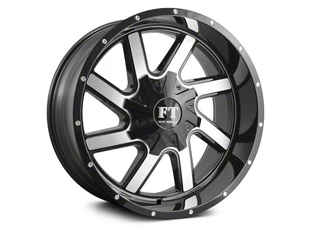 Full Throttle Off Road FT1 Gloss Black Machined 6-Lug Wheel; 18x9; 0mm Offset (22-23 Frontier)