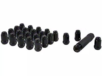Black Closed End Spline Lug Nuts; M14 x 1.5; Set of 24 (22-23 Tundra)