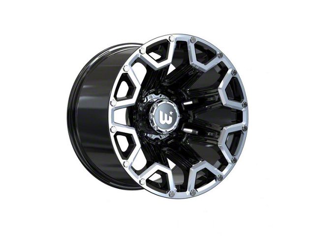 Wesrock Wheels Blaze Gloss Black Machined Silver Decorative Bolts 6-Lug Wheel; 20x12; -44mm Offset (21-24 Bronco, Excluding Raptor)