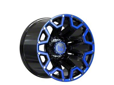 Wesrock Wheels Blaze Gloss Black Machined with Blue Tint and Silver Decorative Bolts 6-Lug Wheel; 20x12; -44mm Offset (17-24 Titan)