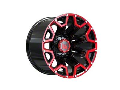 Wesrock Wheels Blaze Gloss Black Machined with Red Tint and Silver Decorative Bolts 6-Lug Wheel; 20x10; -12mm Offset (04-15 Titan)