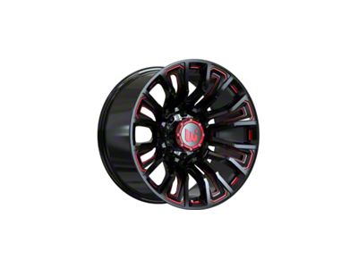 Wesrock Wheels Maverick Gloss Black Milled with Red Tint 6-Lug Wheel; 20x10; -12mm Offset (16-24 Titan XD)