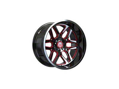 Wesrock Wheels Ranger Gloss Black Milled with Red Tint 6-Lug Wheel; 20x10; -12mm Offset (22-24 Tundra)