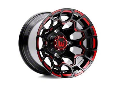 Wesrock Wheels Spur Gloss Black Milled with Red Tint 6-Lug Wheel; 22x12; -44mm Offset (04-15 Titan)