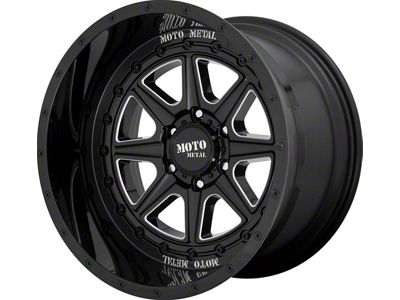 Moto Metal MO801 Phantom Gloss Black Milled 6-Lug Wheel; 20x12; -44mm Offset (16-23 Titan XD)