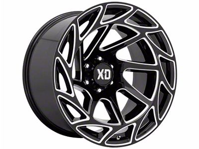 XD Onslaught Gloss Black Milled 6-Lug Wheel; 17x9; -12mm Offset (21-24 Bronco, Excluding Raptor)