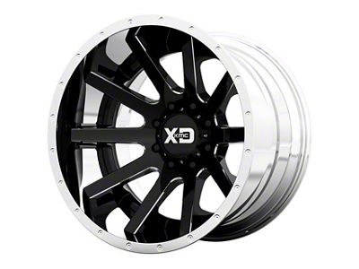 XD Heist Gloss Black Milled with Chrome Lip 6-Lug Wheel; 22x10; -18mm Offset (2024 Tacoma)