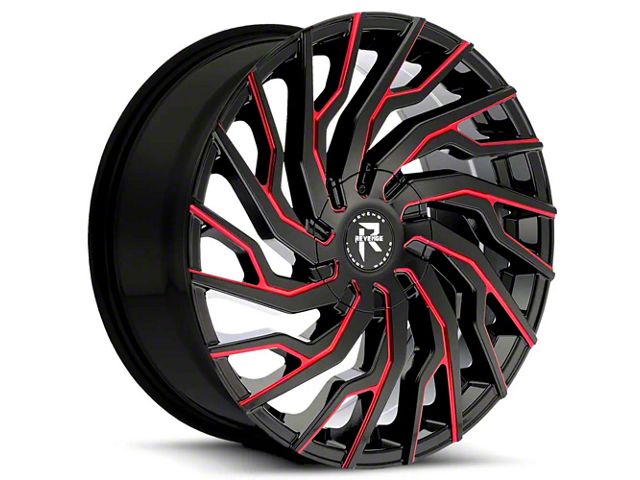 Revenge Luxury Wheels RL-101 Black Paint Red Milled 6-Lug Wheel; 24x9; 25mm Offset (10-24 4Runner)
