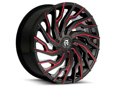 Revenge Luxury Wheels RL-101 Black Paint Red Milled 6-Lug Wheel; 24x9; 25mm Offset (05-15 Tacoma)