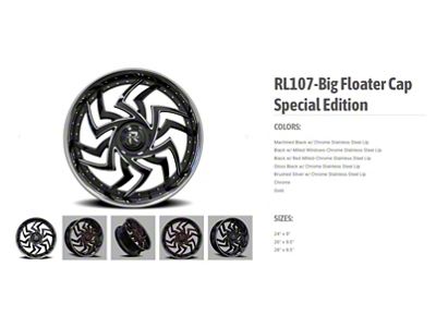 Revenge Luxury Wheels RL-107 Big Floater Black Machined Chrome SSL 6-Lug Wheel; 28x9.5; 25mm Offset (2024 Tacoma)