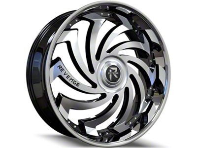 Revenge Luxury Wheels RL-108 Big Floater Black Machined Chrome SSL 6-Lug Wheel; 26x9.5; 25mm Offset (2024 Tacoma)