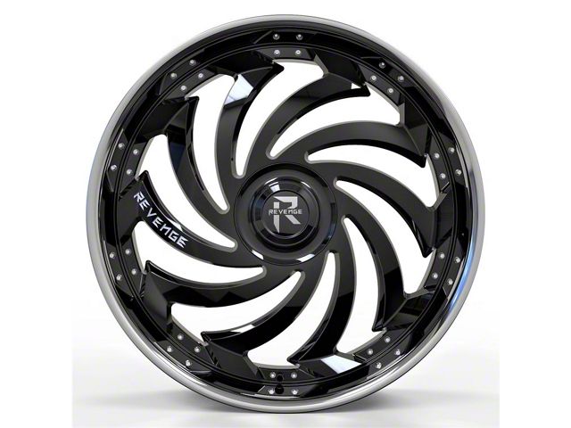 Revenge Luxury Wheels RL-108 Big Floater Black Machined Chrome SSL 6-Lug Wheel; 28x9.5; 25mm Offset (05-15 Tacoma)